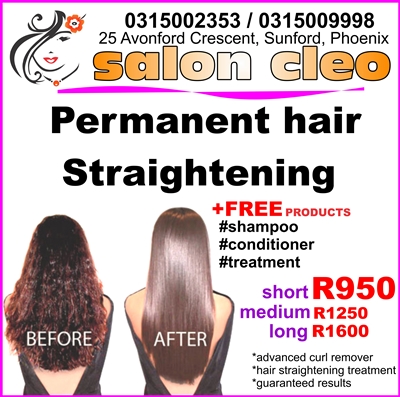Permanent Hair Straightening Treatment | PRODUCTS & SERVICES | , Phoenix, ,  Durban | SALON CLEO PHOENIX DURBAN GHD CLOUD NINE BHE CORIOLISS HAIR IRONS  KRYOLAN COSMETICS JUSTINE COSMETICS PRODUCTS CLOUD 9
